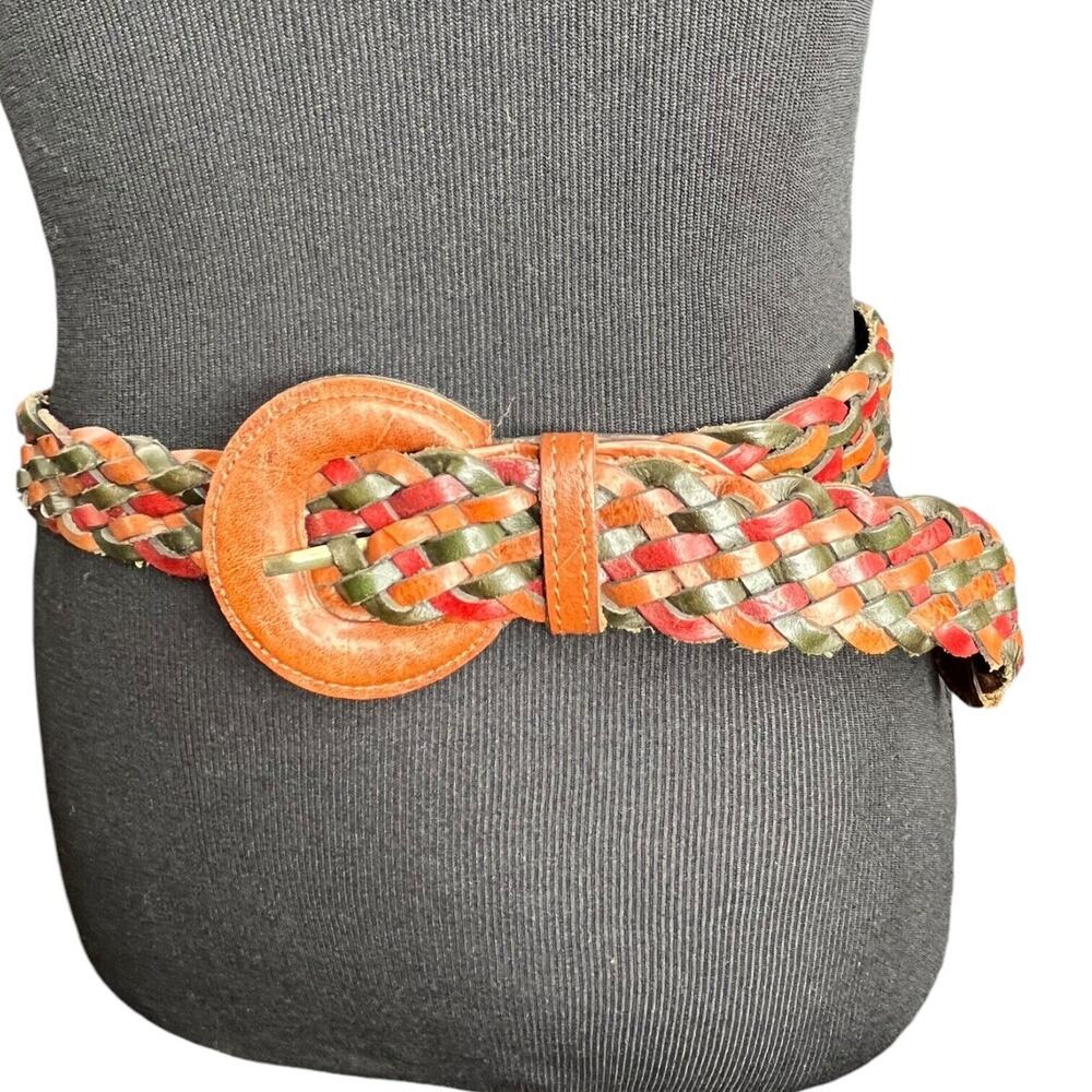 Multicolor Weave Argentine Leather Braided Belt Southwest Vintage M/L EUC